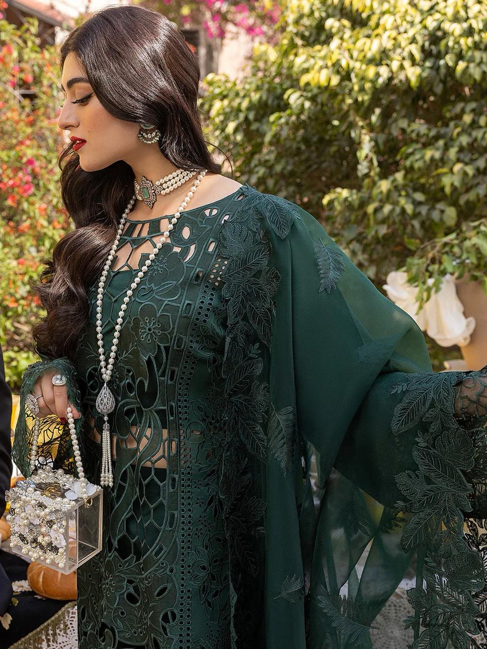 Unstitched 3PC Luxury Lawn Suit LU0045